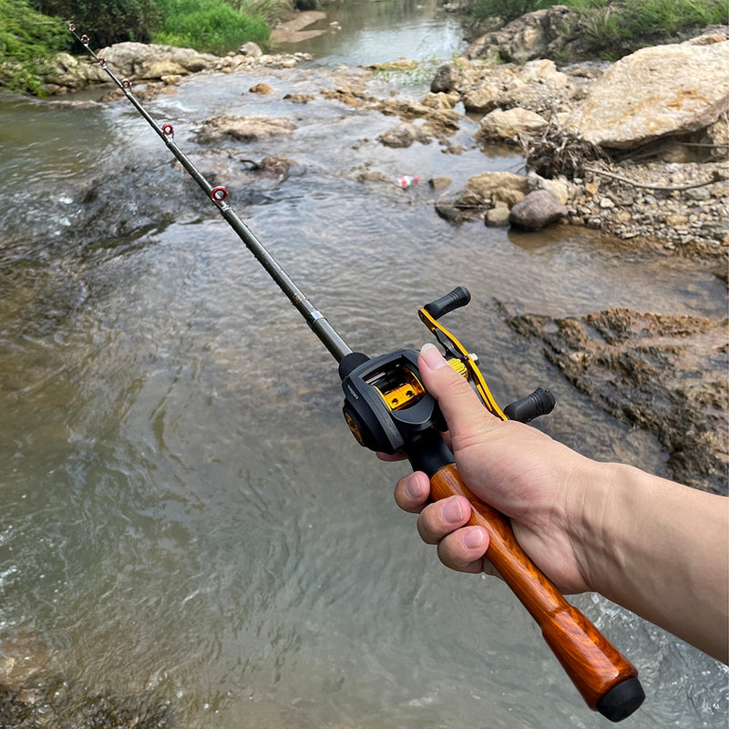 Caña de pescar con señuelo 1,3 m 1,6 m 1,8 m fundición giratoria de carbono Baitcasting Mini caña de señuelo de viaje ligera corta