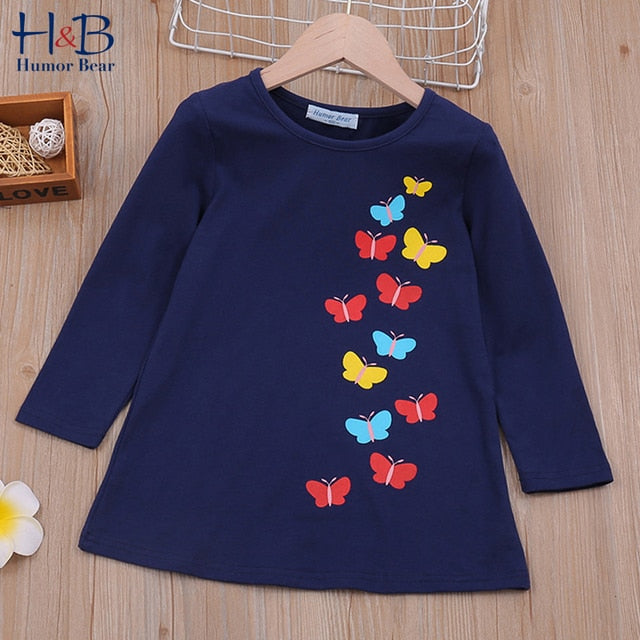 Humor Bär Herbst Winter Kleinkind Mädchen Kleid Langarm Baumwolle Rüschen Prinzessin Kleid Kinder Cord Plissee Mode Baby Kleid