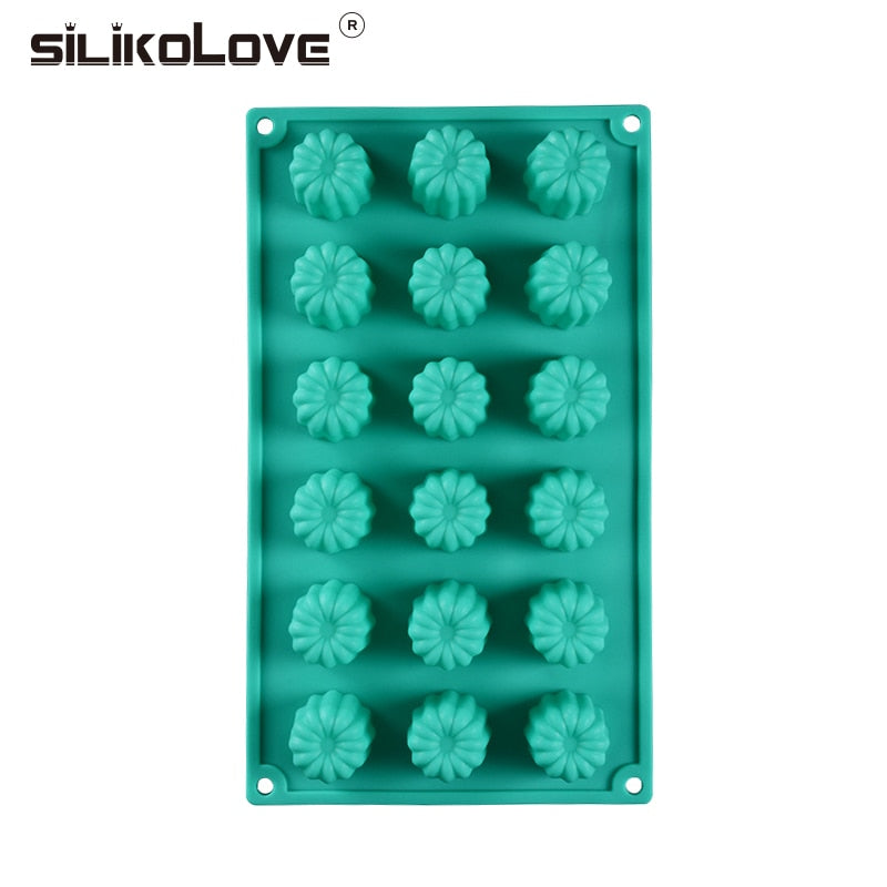 SILIKOLOVE 18 Cavity Silicone Mold for Baking Mini Muffin Cup Cakes Candies DIY Bakeware Tools