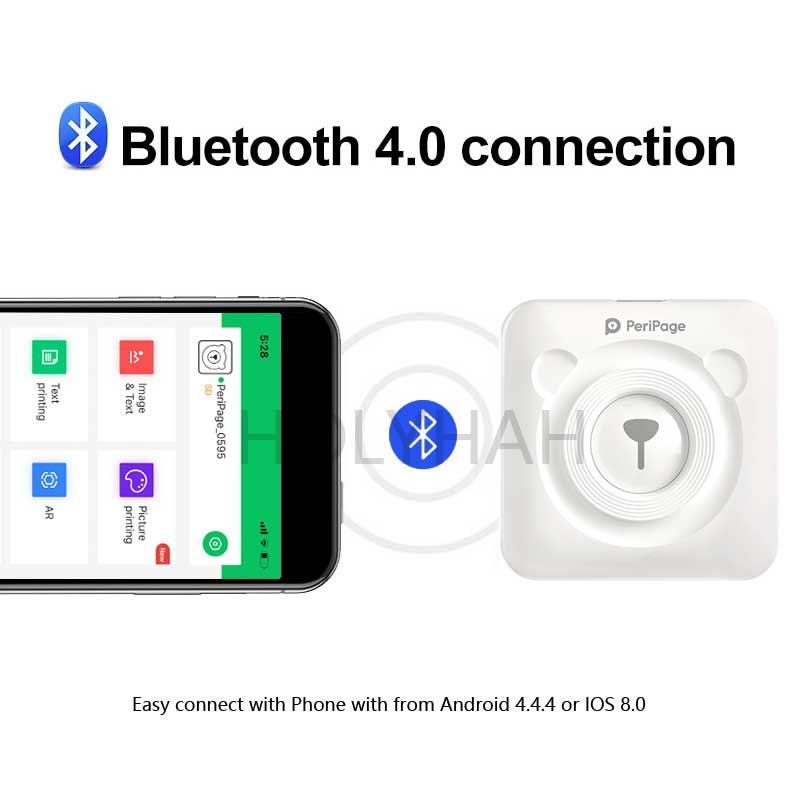 Peripage A6 304dpi Mini Impresora de bolsillo Bluetooth Impresora térmica de fotosRed Marrón Amarillo para teléfono móvil Android IOS Regalo