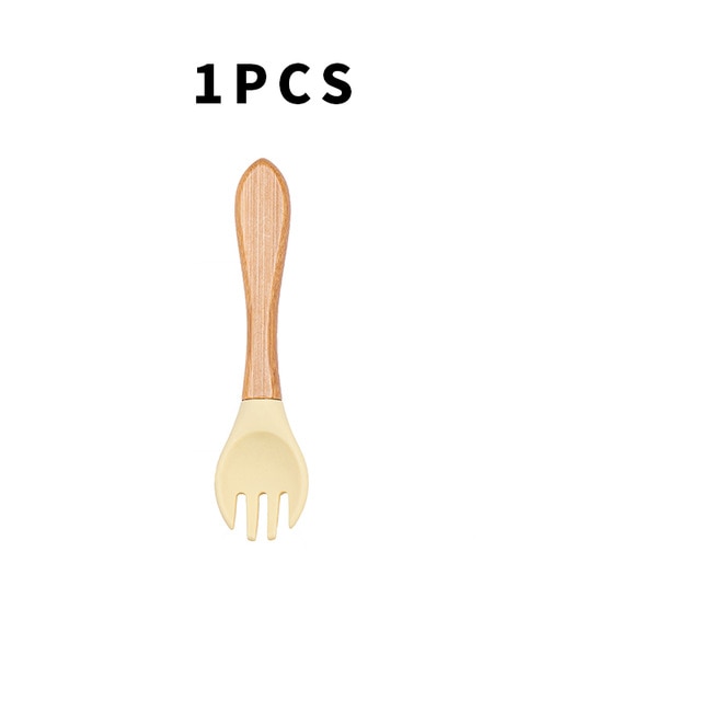 Babygabel, Löffel, Silikon, Holz, Fütterlöffel, weiche Spitze, Gabel, BPA-frei, Lebensmittelqualität, Materia, Bambusgriff, Kleinkinder, Geschenke
