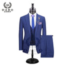 DARO 2022 nuevo traje de hombre 3 piezas traje a cuadros de moda Slim Fit azul púrpura vestido de boda trajes Blazer pantalón y chaleco DR8193