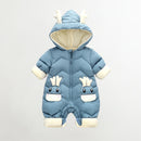 OLEKID 2022 Baby Winter Snowsuit Plus Velvet Thick Baby Boys Jumpsuit 0-2 Years Newborn Romper Baby Girls Overalls Toddler Coat