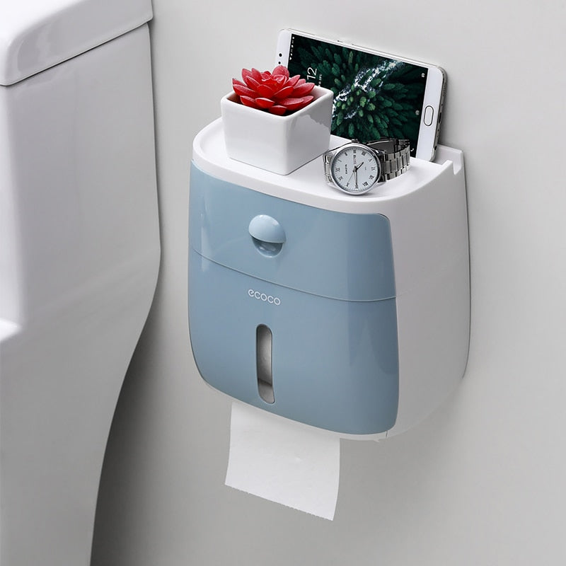 Soporte de papel higiénico a prueba de agua, soporte de plástico para toallas de papel, estante de baño montado en la pared, caja de almacenamiento, portarrollos de baño portátil