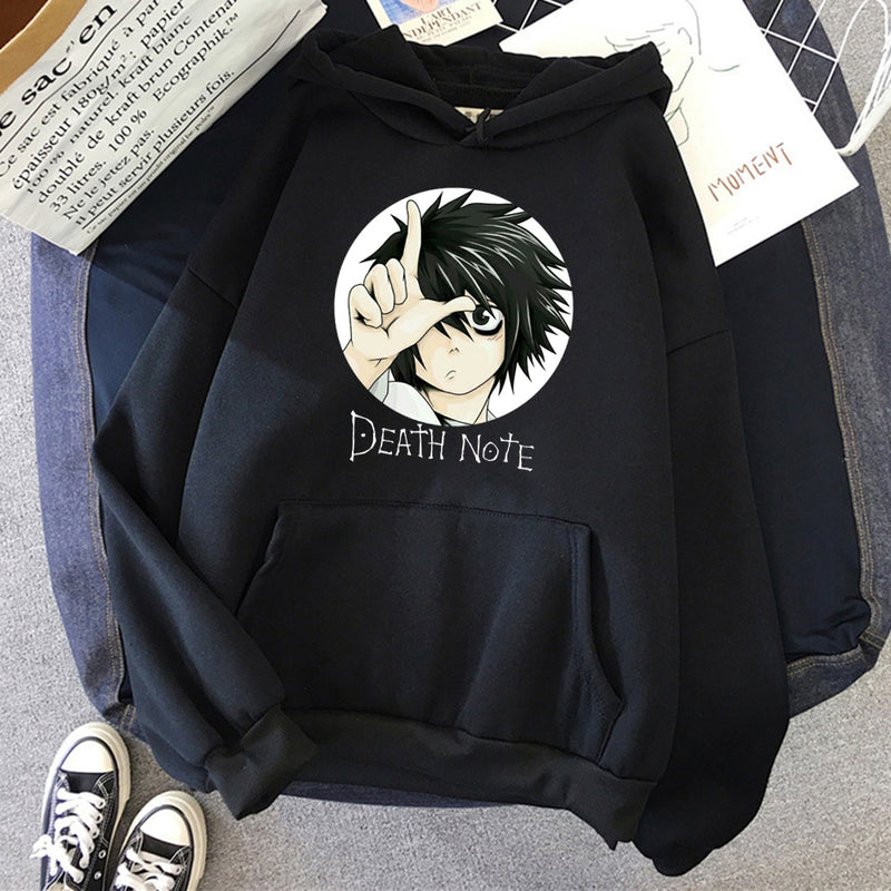 Popular Japanese Manga Death Note L·Lawliet Hoodies Men Anime Hoody Fashion Streetwear Loose Oversize Sweatshirts Fleece Clothes