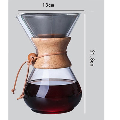 1 STÜCK 1000 ml Glas Kaffeekanne Dripper Moka Teekocher Kaffeemaschine Barista Werkzeuge Espresso Manueller Wasserkocher Teekanne mit Edelstahl