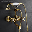 Luxury Crystal Handle Bathtub Gold Brass Faucet with Hand Shower Telephone Type Bath Faucets Sets Mixer Tap Wall Mounted EL8310G