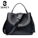 Zency, bolsos de lujo de piel auténtica para mujer, moda 2022, bolso de hombro femenino de alta calidad, nuevo diseño, bolsos con asa superior para mujer