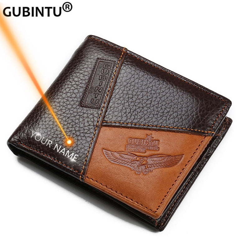 GUBINTU Genuine Leather Men Wallets Coin Pocket Zipper Real Men&