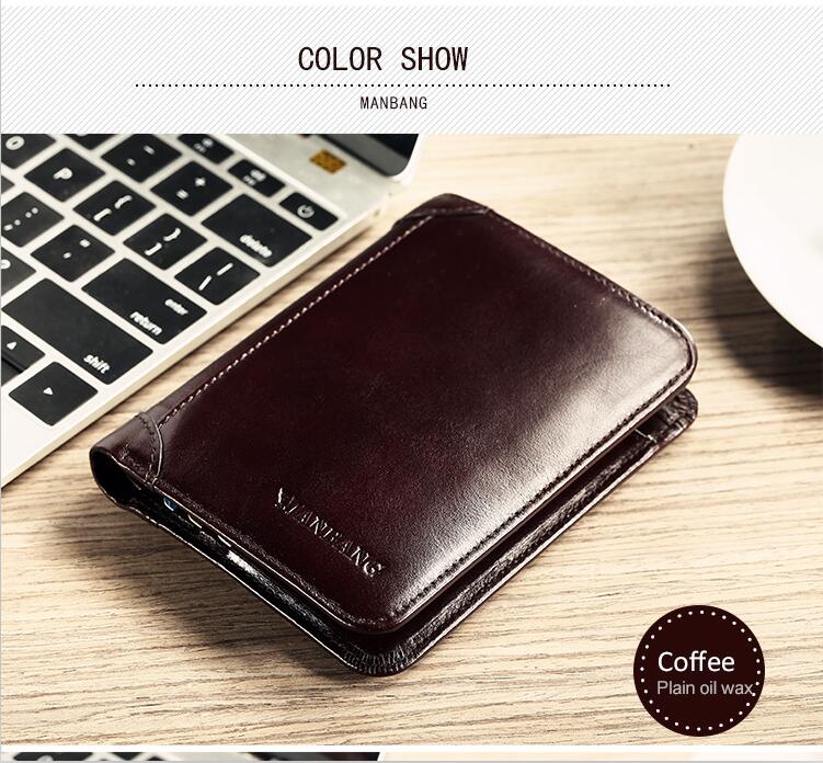 ManBang High Quality Classic Style Wallet  Leather Men Wallets Short Male Purse Card Holder Wallet Men Prevent RFID Hot wallets