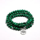 Tibetan 108 Mala Bracelet Malachite Stone Beads Bracelets Yoga Lotus OM Buddha 6 MM