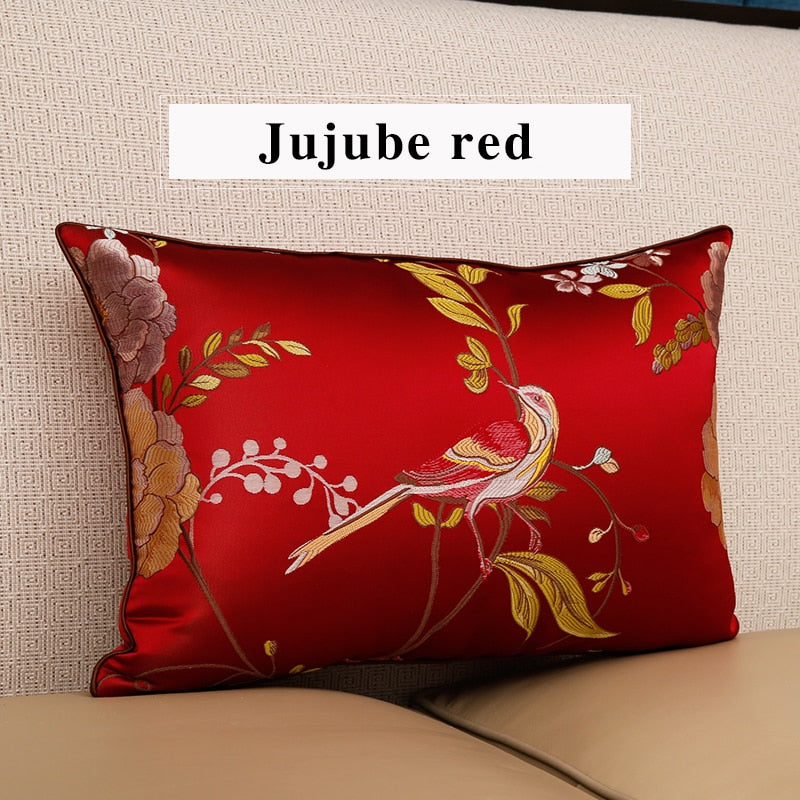 Funda de almohada jacquard bordada de alta precisión, cojín de caoba para sofá, funda de almohada, cabecera, almohada trasera grande, funda trasera personalizada