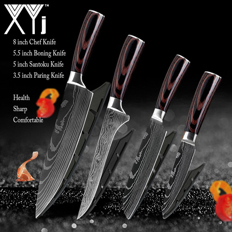 Kitchen Knife Set Stainless Steel Knife Holder Gift Knife Cover Santoku Utility Cleaver Bread Paring Nakiri Knives Cutter Tools