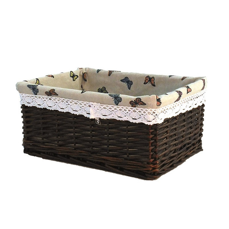 4 Sizes Handmade Rattan Storage Baskets Household Items Snacks Fruit Debris Laundry Finishing Willow Storage Basket