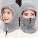 1pcs Frauen-Winter-Strickmütze neu hinzufügen Pelz gefüttert warme Wintermützen für Frauen mit Reißverschluss halten Gesicht und Ohrwärmer Balaclava Cap