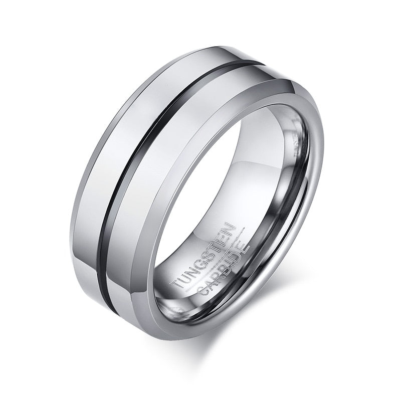 Vnox Qualified 8mm Tungsten Grooved Wedding Band for Men Anti Scratch Anniversary Ring Gift