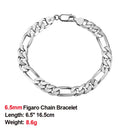 Effie Queen Italy Real 925 Silver Diamond-Cut Figaro Chain Necklace 5mm Wide 40-60cm Long Woman Man Neck Chain Jewelry Gift SC34