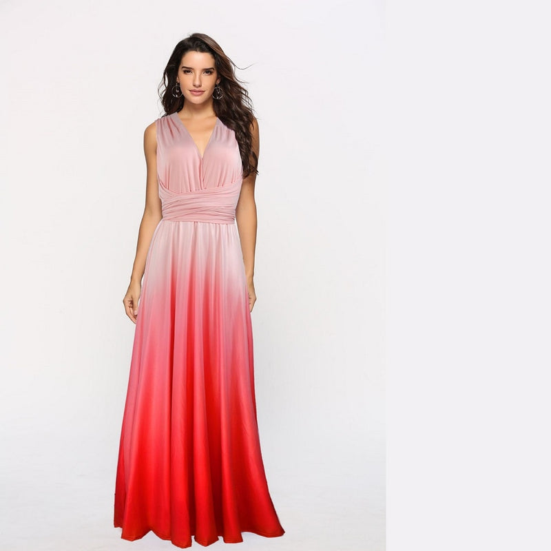 Nuevo vestido largo Maxi de fiesta Elagant para mujer, vestidos envolventes multiposición, vestido de vendaje bohemio Convertible degradado, túnica infinita para damas de honor