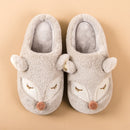 Indoor Home Floor Slippers Fox Women&#39;s Soft Shoes Warm Cute Animal Fox Winter Fur Home Slippers Women&#39;s Warm Cotton Slippers