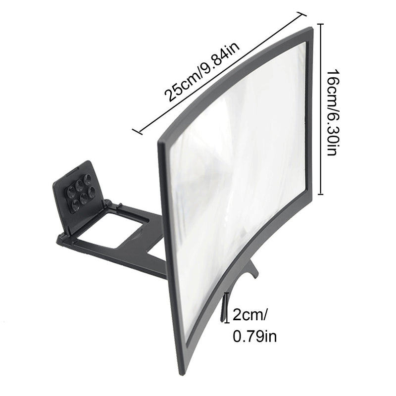 Besegad 12-Zoll-faltbare 3D-HD-Kurve, Handy, Film, Videos, Bildschirmlupe für Zuhause, Schlafzimmer, Reisen, drinnen und draußen