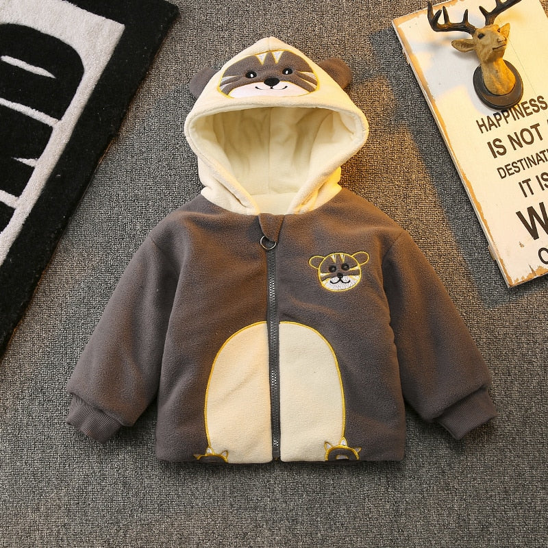 New Winter Children Thicken Clothes Baby Boys Girls Cotton Hooded Jacket Autumn Kids Toddler Fashion Coat Infant Casual Costume