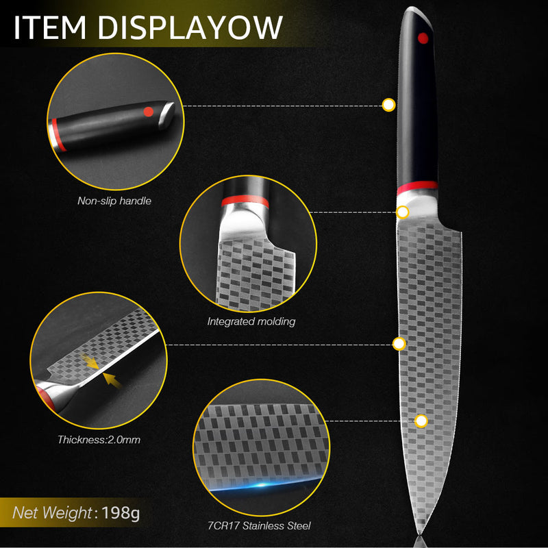 Kitchen Knives 1-9pcs Chef Knives 7CR17 440C High Carbon Stainless Steel Damascus Drawing Gyuto Cleaver Set Slicer Santoku Knife