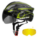 QUESHARK Men Women Ultralight Cycling Helmet MTB Road Bike Bicycle Motorcycle Riding Removable Yellow Colorful Lens QE111