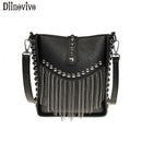 DIINOVIVOWomen Tassel Shoulder Bag Punk Rivet Ladies Messenger Bag Small Bucket Bag Female Crossbody Bags For Women Bag WHDV1213
