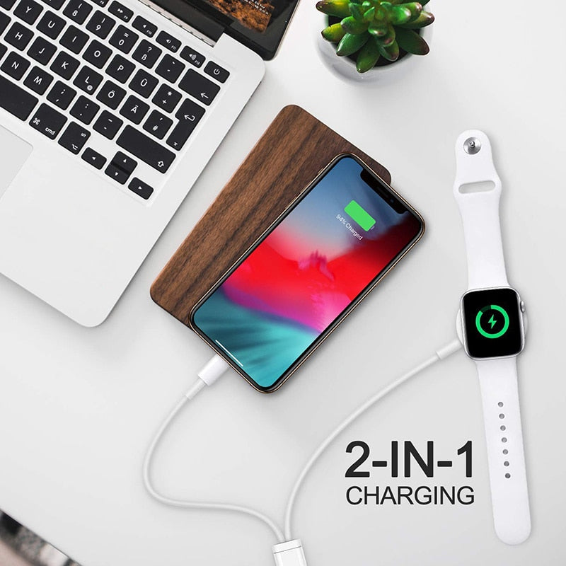 Smart 2 in 1 Charger Wireless QI Fast Charging Cable For Apple Watch Series SE/6/5/4/3/2/1 &amp; All IPhone &amp;All IPad Series