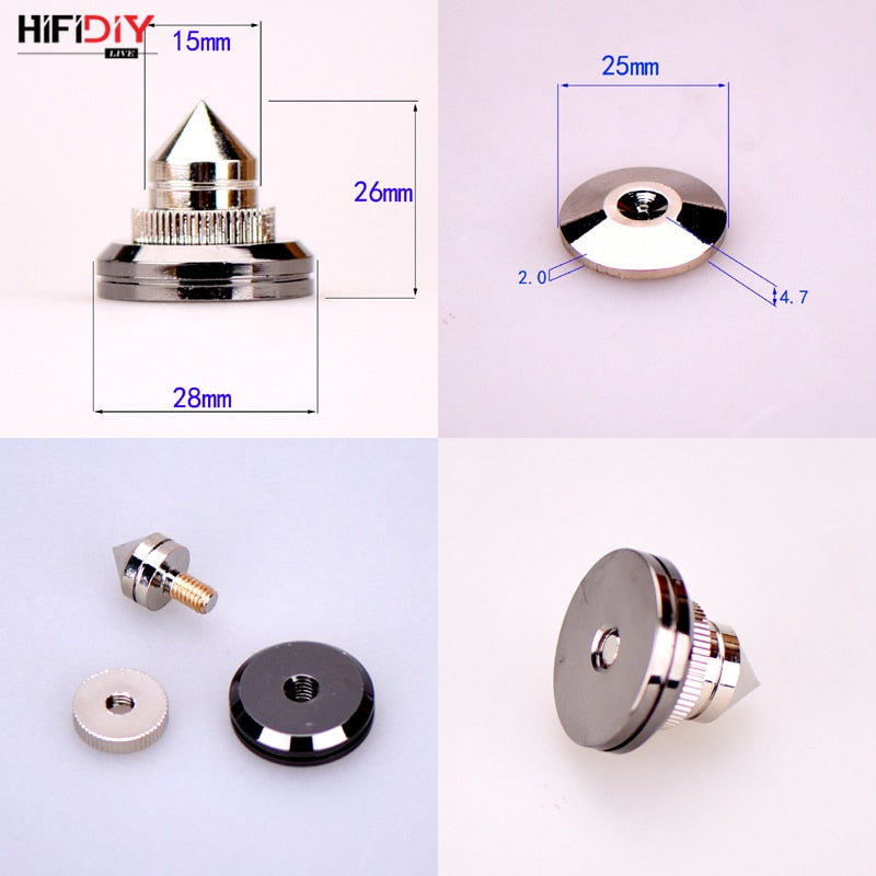 HIFIDIY LIVE 4 Sets or 4 PCS speakers Stand Feet Foot Pad Pure copper silver loudspeaker box Spikes Cone Floor Foot Nail M28*26