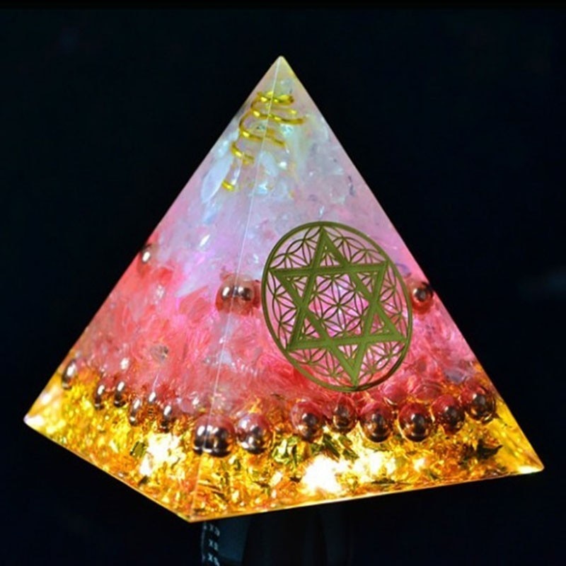 AURA REIKI Orgonite Energy Pyramid Helps Love Bring Good Luck To Change Magnetic Field Resin Decorative Craft Jewelry Gift