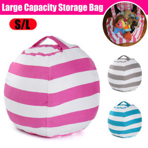 New Bean Bag Storage Stuffed Animal Chair Kids Toys Zip Canvas Children Kids Plush Toy Organizer Large Capacity