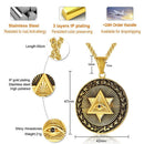 Vnox Antique Men Neckalces Triangle Eye of Providence Illuminati Pyramid All Seeing Eye Stainless Steel Pendants  Punk Jewelry