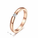 Vnox Trendy Bright 585 Rose Gold Tone Engagement Rings for Couples Stainless Steel with CZ Stone Men Women Wedding Bands