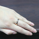 Vnox Trendy Bright 585 Rose Gold Tone Engagement Rings for Couples Stainless Steel with CZ Stone Men Women Wedding Bands