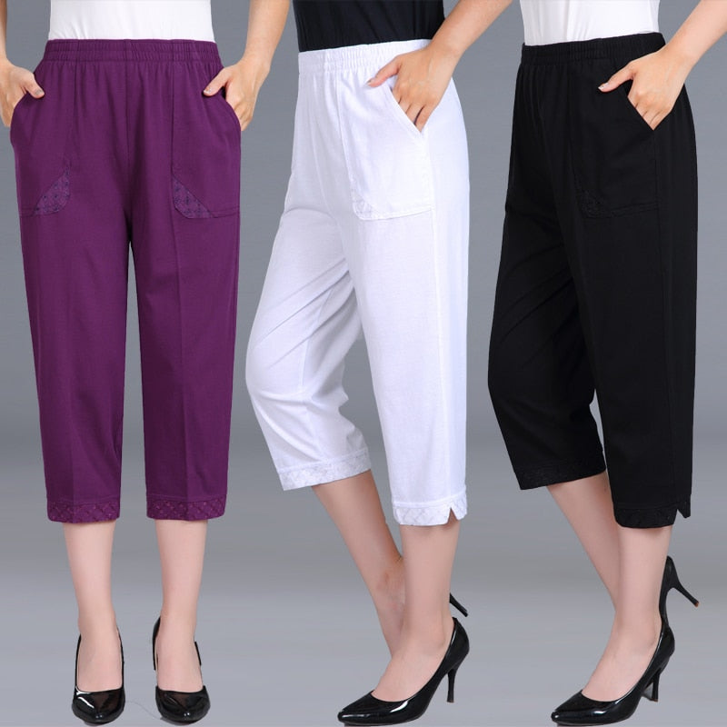 Pantalones Capris para mujer, pantalones de verano para mujer, pantalones recortados de cintura alta 2022, pantalones rectos hasta la pantorrilla de Color caramelo para mujer