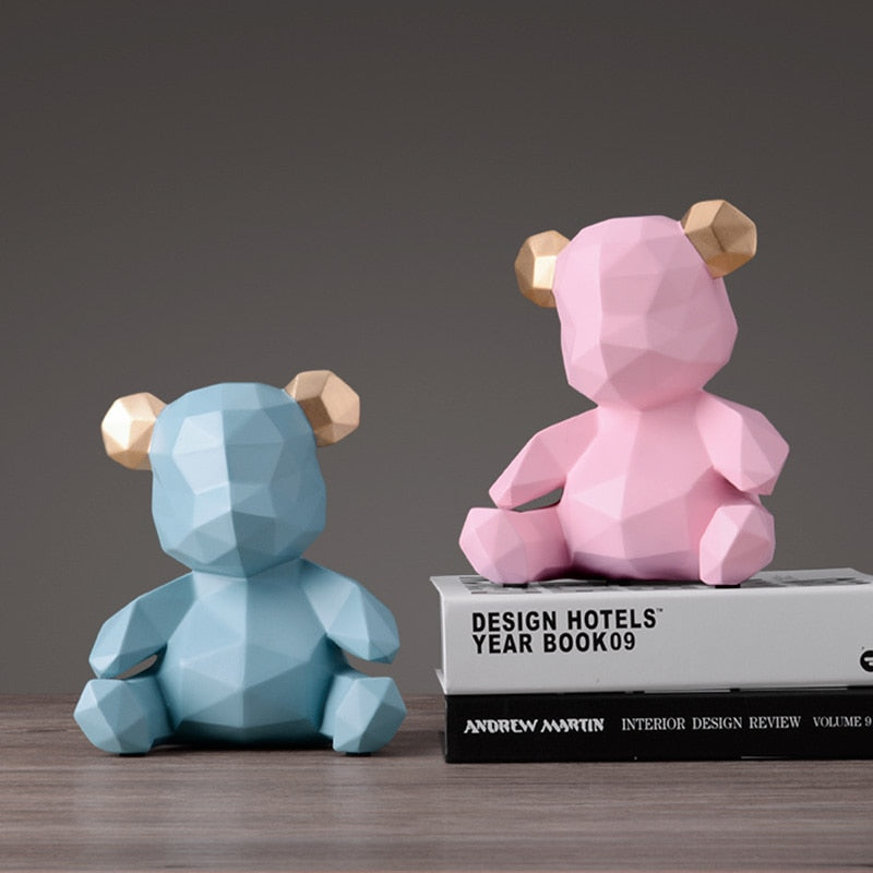 Piggy Bank Teddy Bear Figurines Money Box Gift Wedding Storage Box Money For Children Coins Holders Box Kids Toy Coin Bank