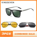 3PCS Combined Sale KINGSEVEN Polarized Sunglasses For Men Night Vision Oculos de sol Men&
