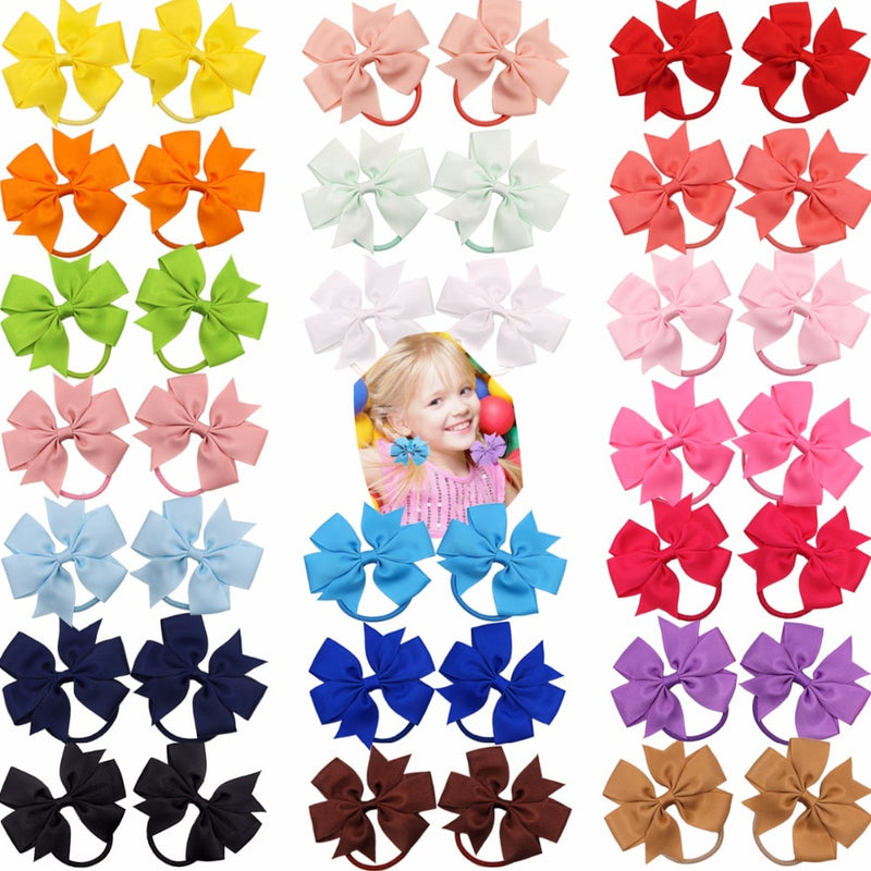 40Pcs (20Pairs) Baby Girl Grosgrain Ribbon Hair Bows Ponytail Holder Boutique Hair Bows Elastic Tie for Teens and Young Women