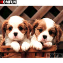 HOMFUN cuadrado completo/taladro redondo 5D DIY diamante pintura "Animal perro" 3D diamante bordado punto de cruz decoración del hogar A19862