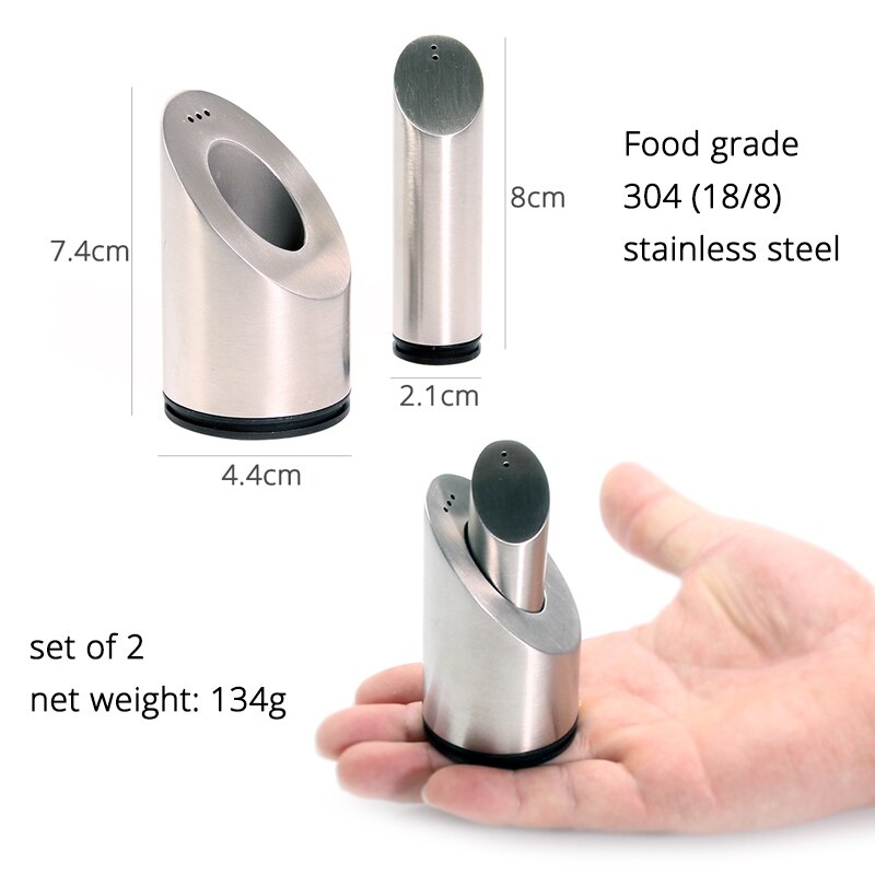 Salt and Pepper Shakers set for spices with Holes, High-quality 304 Stainless Steel kitchen tools by Leeseph