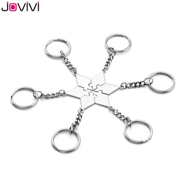 Jovivi Acero inoxidable 5/6 piezas llavero mejores amigos BFF llaveros amistad rompecabezas pieza encanto regalo llavero joyería