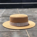 Spring Summer New Retro Gold Braided Flat Head Straw Hat Lady Wide Eaves Sunscreen Sun Hat Diamond Cap 2019 Hot