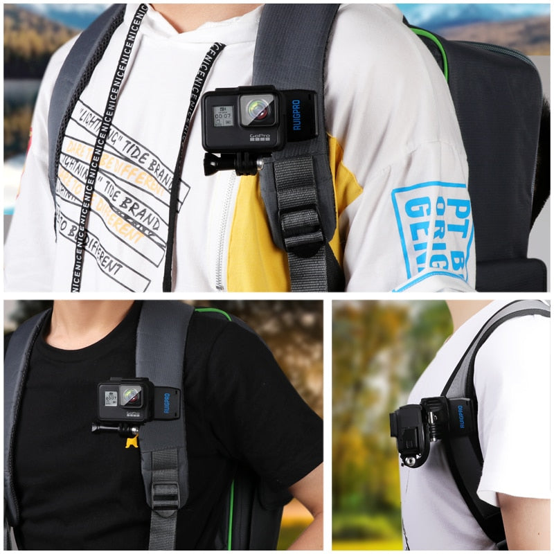 for Go Pro Accessories 360-Degree Rotation backpack bag Clip clamp For GoPro Hero11 10 9 8 7 6 5Xiaomi yi for SJCAM SJ4000 Phone