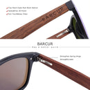 BARCUR Polarized Black Walnut Wood Sunglasses Men Square Women Sun Glasses UV400 Oculos Gafas Oculos De Sol Masculino