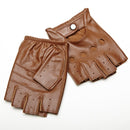 Guantes de medio dedo de cuero genuino para hombre, guantes de piel de oveja para conducir transpirables de verano para hombre, guantes antideslizantes para Fitness JT9006