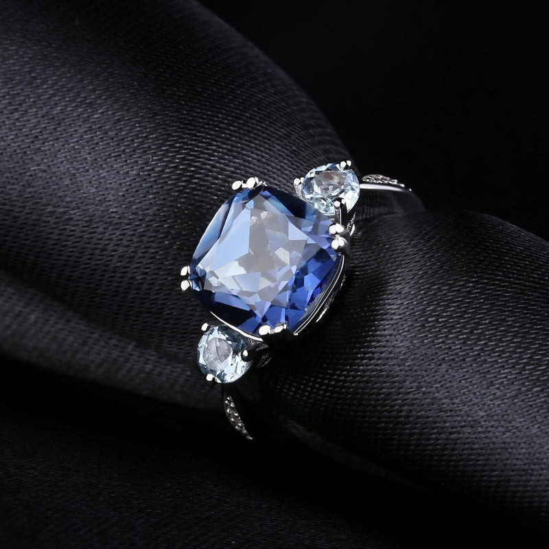 Gem's Ballet 5.22Ct Iolite Blue Mystic Quartz Sky Blue Topaz Anillos AU750 585 14K 10K 18K Oro 925 Anillo de plata Joyería para mujeres