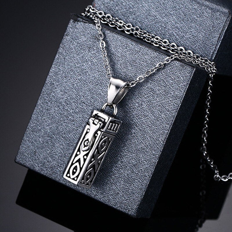 Vnox Memorial Cremation Urn Ashes Holder Pendant For Women Men Necklace Stainless Steel Unisex Stylish Openable Jewelry