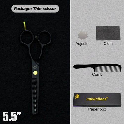 Tijeras de pelo negro de 5,5 ", tijeras de afeitar, tijeras calientes, diseños de corte de pelo, herramientas de peluquería baratas, cortadora de pelo, tijeras para niños