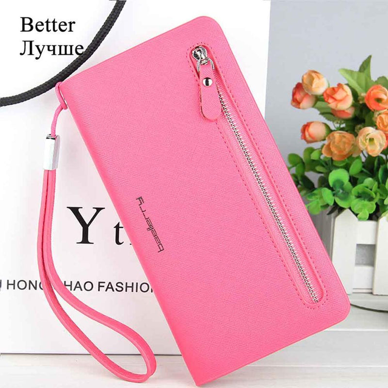 Baellerry Card holder Women Wallets Leather Long Design Quality Passport Cover Casual Women Purse Zipper Multi-function Wallet